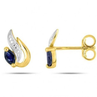 Boucles d'Oreilles Saphir Or Jaune