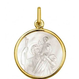 Médaille Saint Christophe en Or et Nacre
