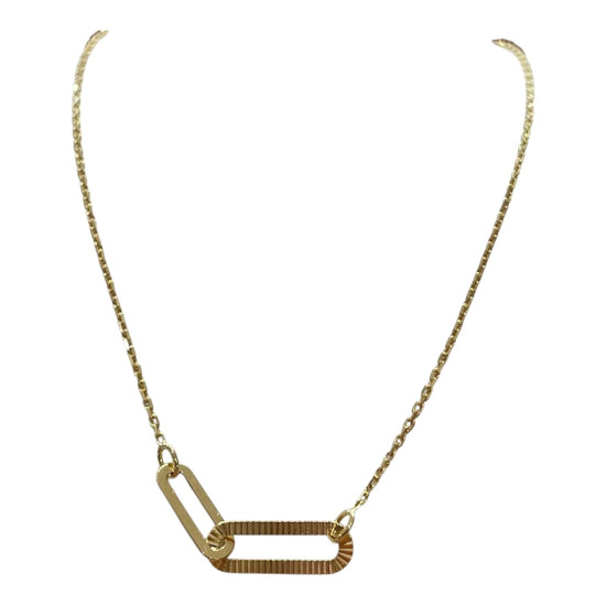 Collier double maillon strié Or