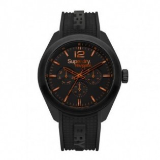 Superdry Orologio Uomo SYG228B - Quadrante Argenté Sunray Con Cinturino In Pelle Nera