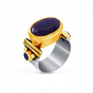 BAGUE ARGENT/LAITON LAPIS